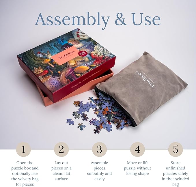 MOSAIC PUZZLES Through The Looking Glass Puzzles for Adults - Premium Jigsaw Puzzles, 1000 Pieces