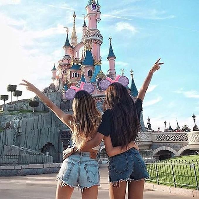 FANYITY Mouse Costume Ears,2 Pcs Mouse Ears Headbands for Girls & Women Party,Size Free (Purple sun 2)