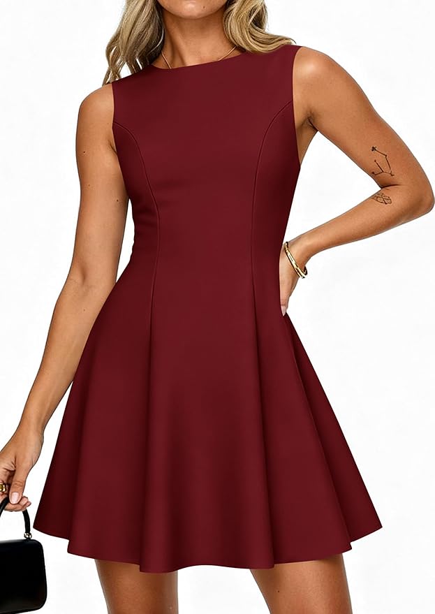 PRETTYGARDEN Summer Dresses for Women 2026 Elegant Sleeveless Boat Neck A Line Spring Formal Cocktail Party Mini Dress
