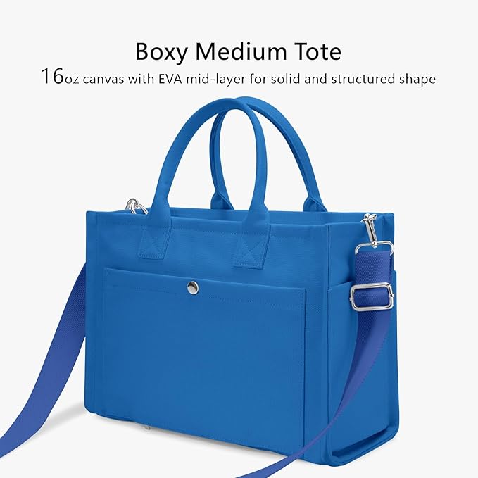 TOPDesign Heavy-Duty Canvas Tote Bag for Women, Adjustable Crossbody/Shoulder Handbag with 9 Pockets, Everything Tote