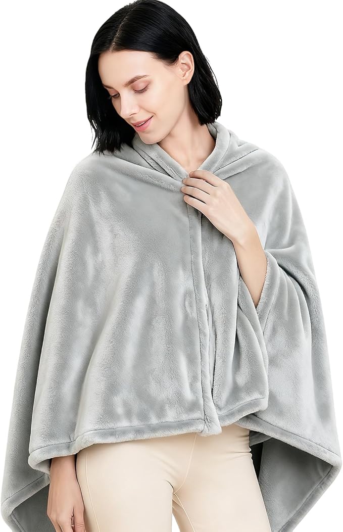 Women's Double Flannel Poncho - Snuggle Cape, Soft Warm Winter Wrap | Unisex Winter Wear for Home, Office, School