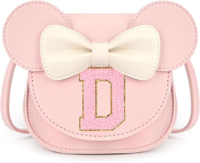 mibasies Toddler Purse Girl Gifts: Girls Birthday Gifts for 3-8 - Toys for Ages 2-4 Girls Mouse Ears Purse, Pink, Letter D