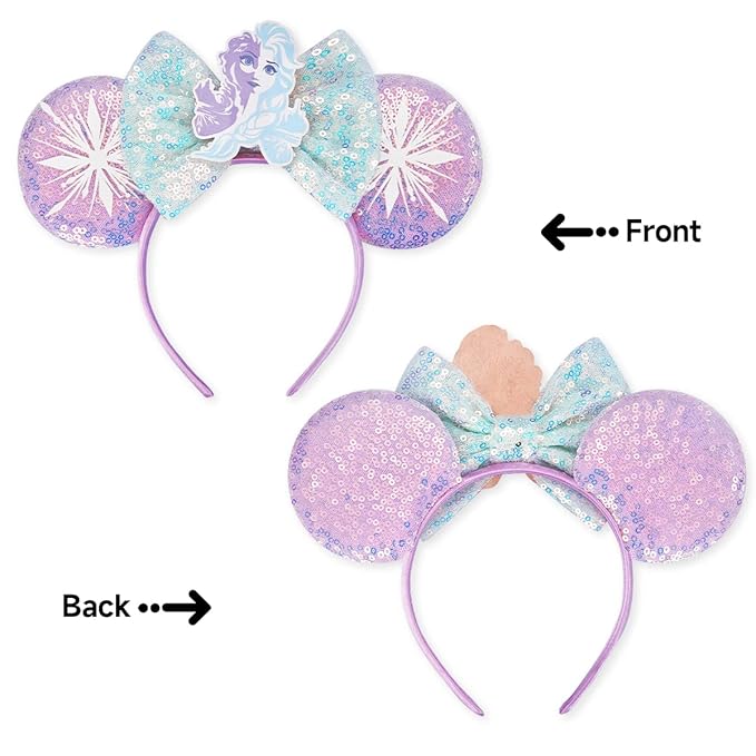 RAZKO Mouse Ears Headband, Elsa Sequin Minnie Ears Headband for Women Girls Hair Accessories, One Size Fits All, 16, Great for Disney Trip, Birthday Party, Halloween, Christmas