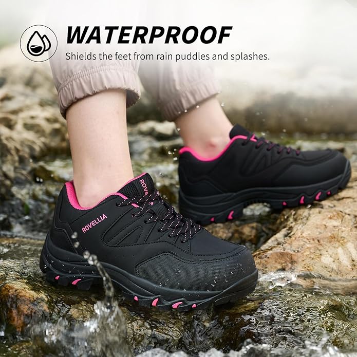 Waterproof Hiking Shoes Women Fashion Sneakers Tennis Walking Shoes Non-Slip Grip Ankle Support, Durable Comfort for Trekking, Trail Running, and Outdoor Adventures