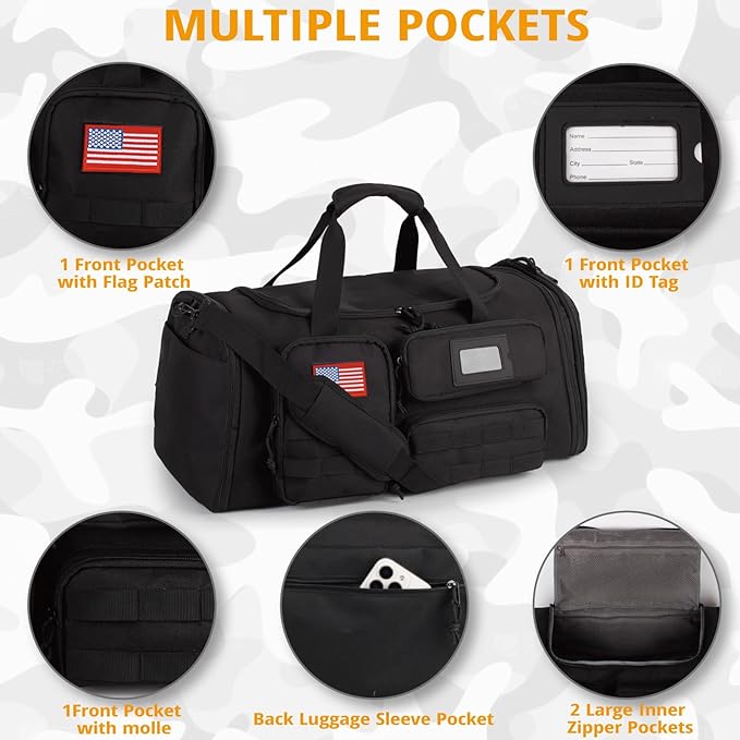 Expandable Gym Bag For Men,Tactical Large 3 in 1 Sports Duffle Bag With Shoes Compartment,Water Resistant Sports Gym Tote Bags Multi-functional Weekend Travel Backpack Overnight Bag