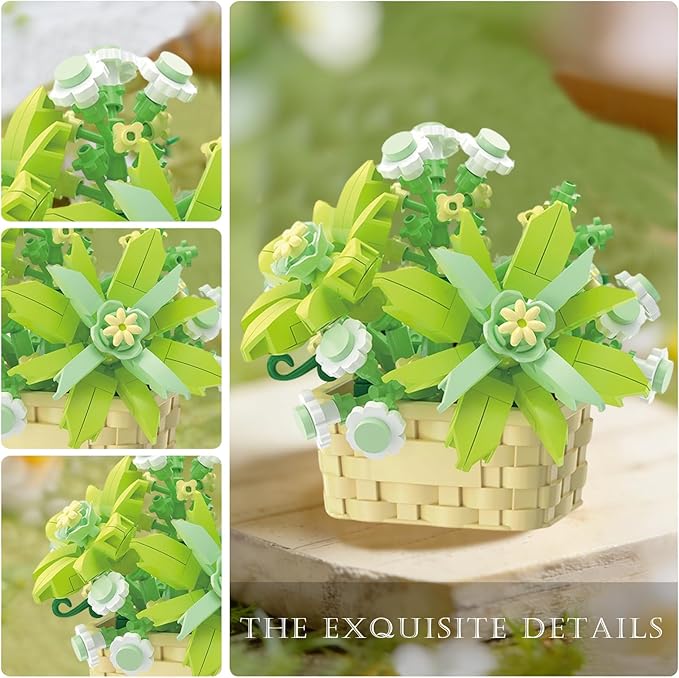 MJDDJA Mini Flowers Building Block Set, Mini Building Blocks, Flower Building Set, Building Block Flowerpot, Mini Bricks Building Sets, Party Favors for Kids Above 10 Years Old(Gardenia 206pcs)