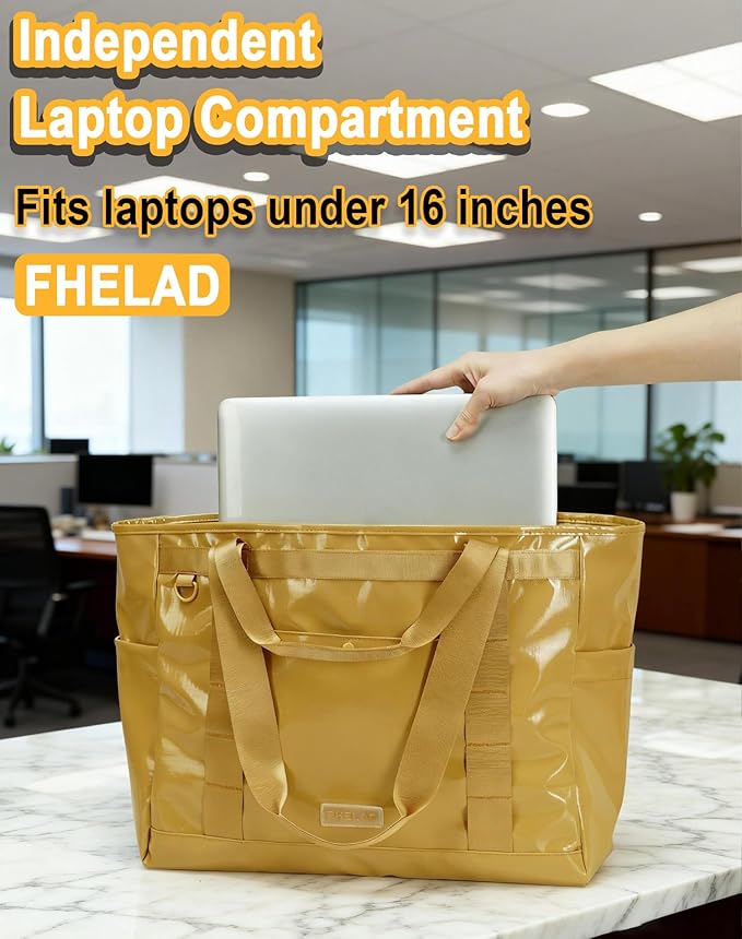 Tote Bag for Women, Lightweight Beach Bag with Laptop Pocket for Teacher Nurse, Travel Shoulder Handbag for College