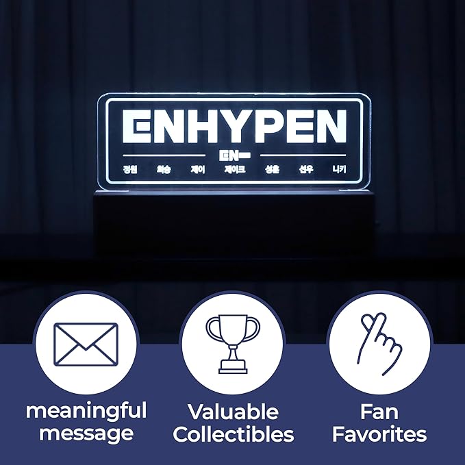 MEMELIGHT En.hypen Night Light, Kpop Merchandise, Korean Idol Lamp for Engene, 7RGB Color, Dimmer, 8.3 x 4.2 x 1.7