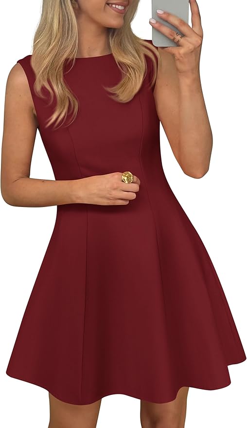 PRETTYGARDEN Summer Dresses for Women 2026 Elegant Sleeveless Boat Neck A Line Spring Formal Cocktail Party Mini Dress