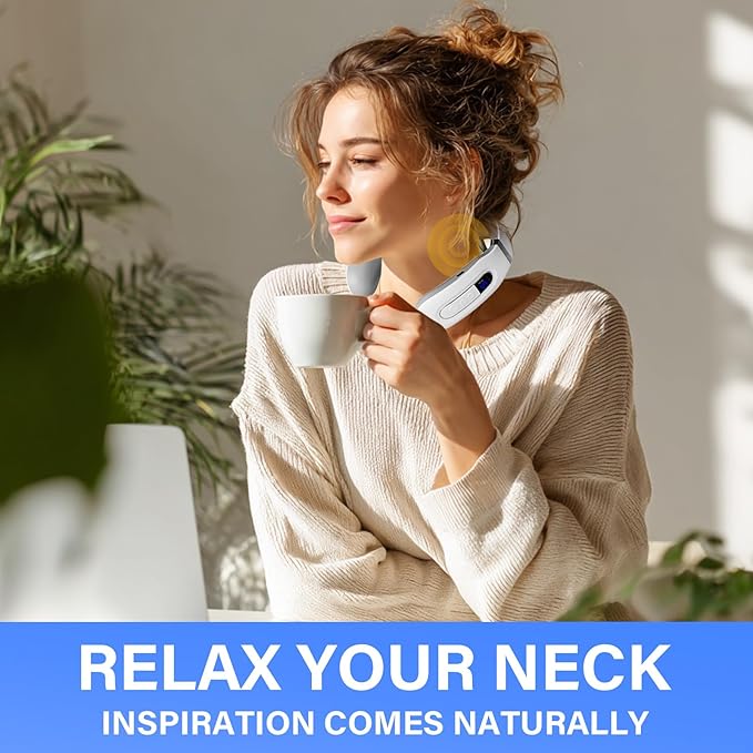 Richie House Neck Massager for Pain Relief Deep Tissue,Electric Portable Neck Massager with Heat for Women Men