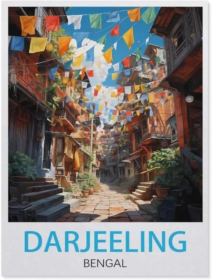 Puzzles for Adults Jigsaw Puzzles 1000 Pieces for Adults Kids，Darjeeling Bengal Vintage Travel Poster，Artwork Intellective Educational Toys Gifts（38x26cm）-BC46