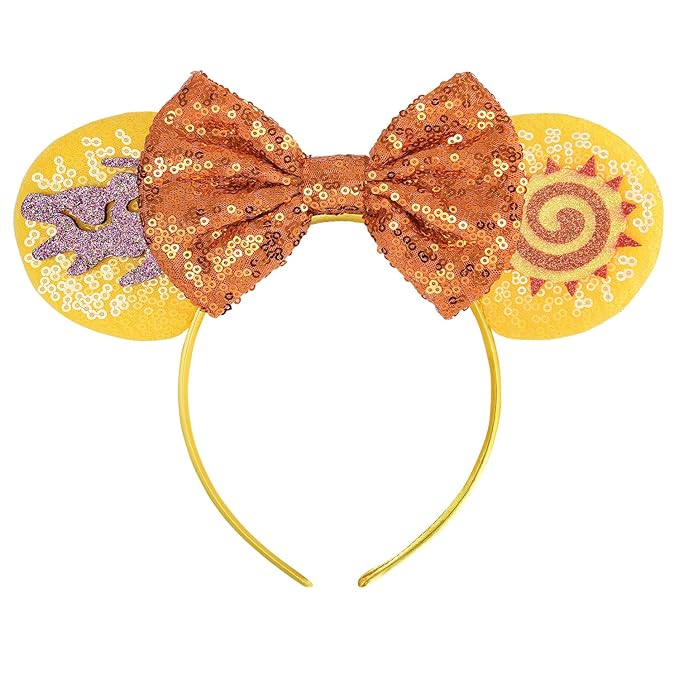 Seamoy Sequin Mouse Ears Headband, Lion King Animal Kingdom Park Ears, Sparkle Rose Gold Classic Ears Hairband