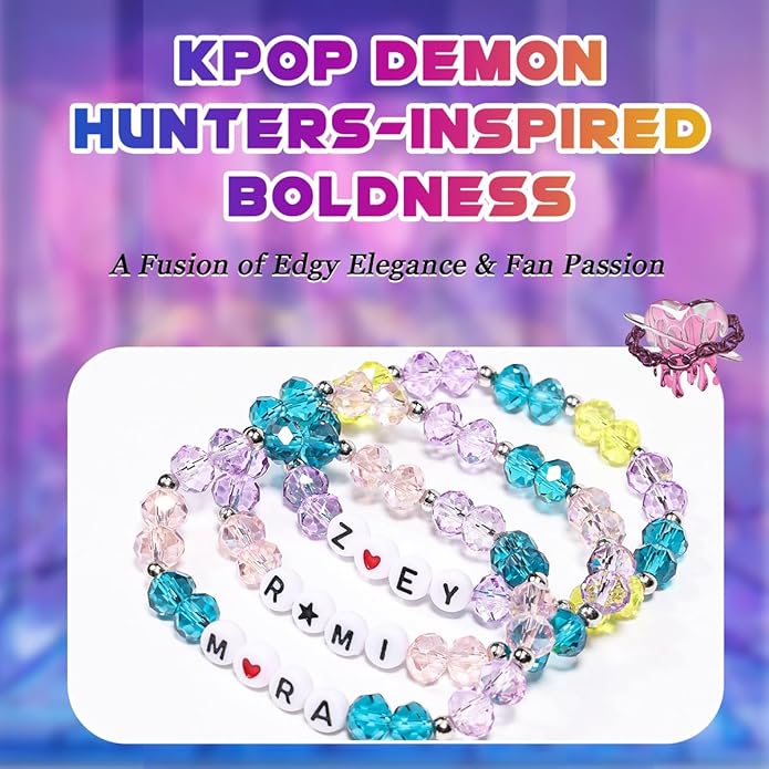 AICase for Korea-Pop Merch Gifts Toys Inspired Bracelets 3 Pcs Stackable Stretch Friendship Beaded Bracelets for Unique Merchandise Jewelry Gifts for Fans Women Men Stocking Stuffers_Crystal