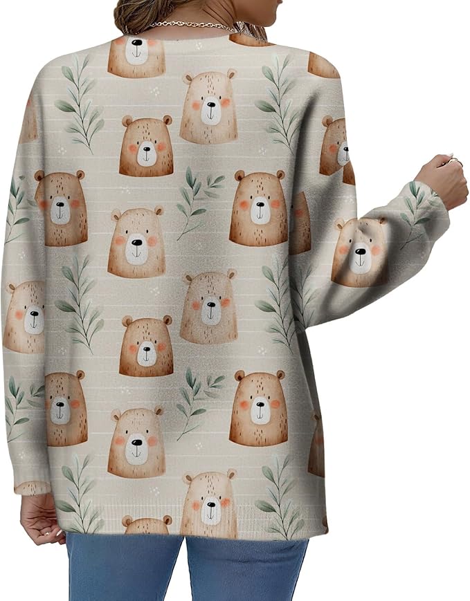 LIZALIG Women's Fall Christmas Snowman Sweater Long Sleeve Crewneck Pullover Festive Holiday Winter Outfit for Parties