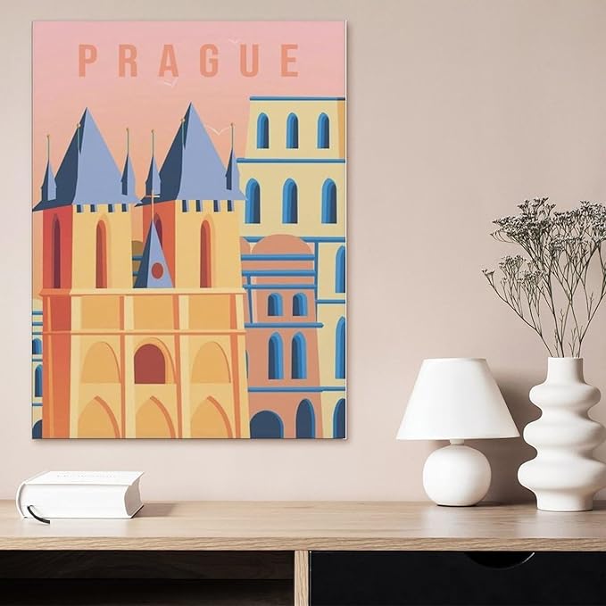 Paper Jigsaw 1000 Piece，Prague Vintage Travel Poster，Educational Toys for Adult Birthday Gift（50x70cm）-BK39