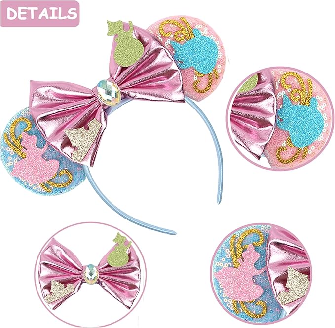 Sequin Mouse Ears Headbands for Women Girls Boys, Glitter Bows Headband for Kids Adults Birthday Party Costume Halloween