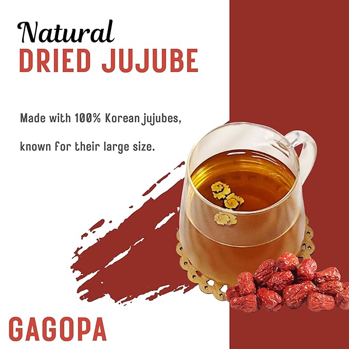 GAGOPA Dried Jujube Fruit – 100% Korean Red Dates, Naturally Sweet Flavor, Perfect for Tea, Soups & Samgyetang, Caffeine-Free Herbal Ingredient, 100g Pack