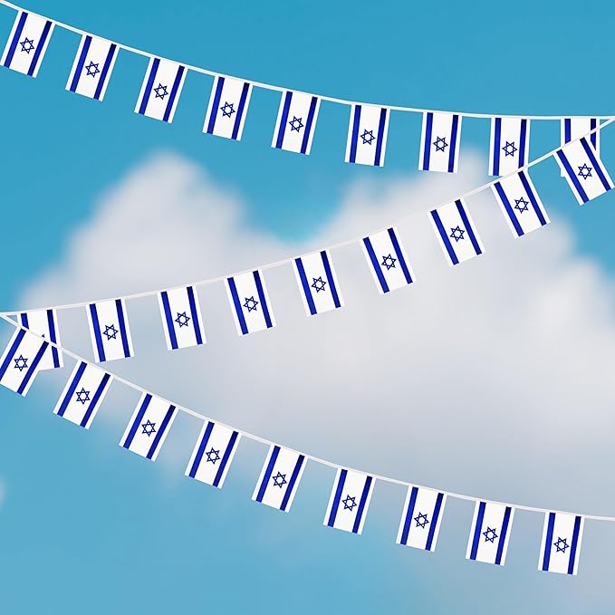 Yamiuo 100 Feet Israel String Flag, 76 Pcs Israeli Banner Flag, Small Mini World Banner Flags for Sports Events, Bars Decorations, School Festivals, Party Decorations, Celebrations (Israel)