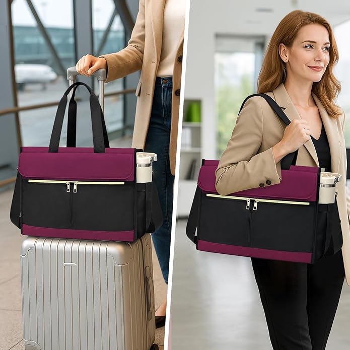 Laptop Bag for Women - 15.6 Inch Tote Work Bag with Compartments Nurse Teacher Bag Large Lightweight Office Handbag
