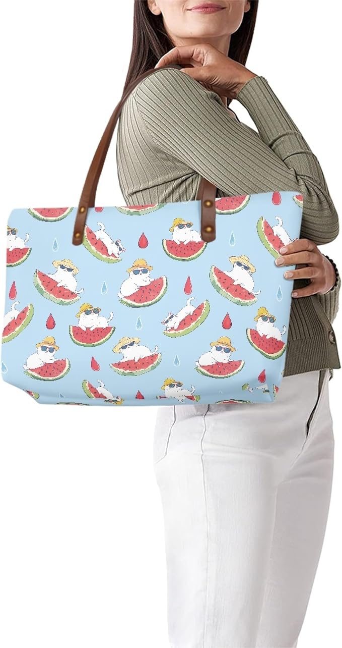 Womens Zip Up Tote Handbag Daisy Print Large Capacity Tote Purse Handbag Big Tote Bag Purse For Work Laptop