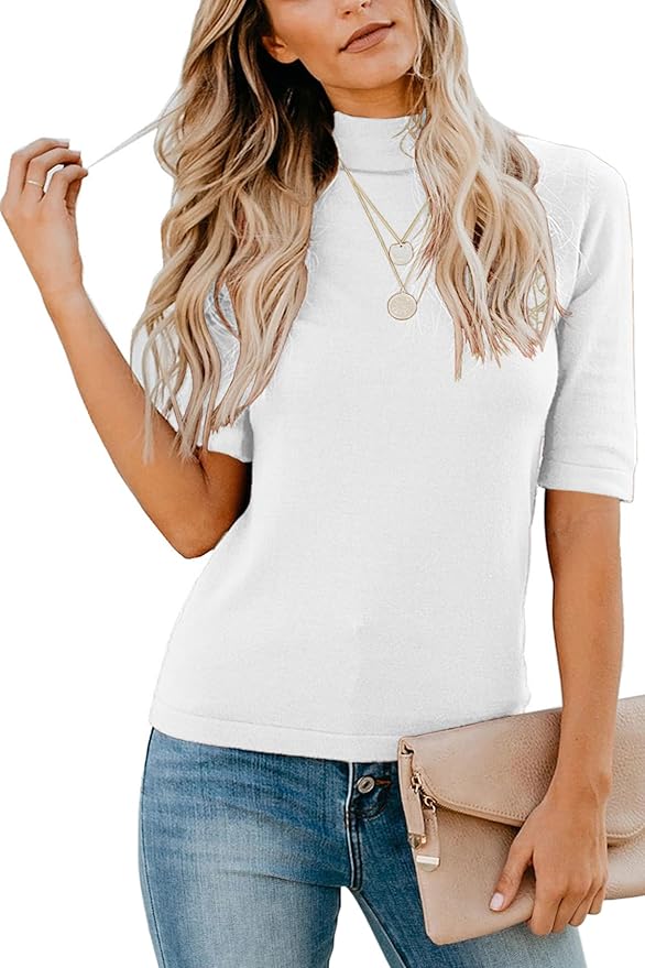 LETSRUNWILD Business Casual Tops for Women Dressy Cute Tops Mock Turtleneck Tshirts Shirts