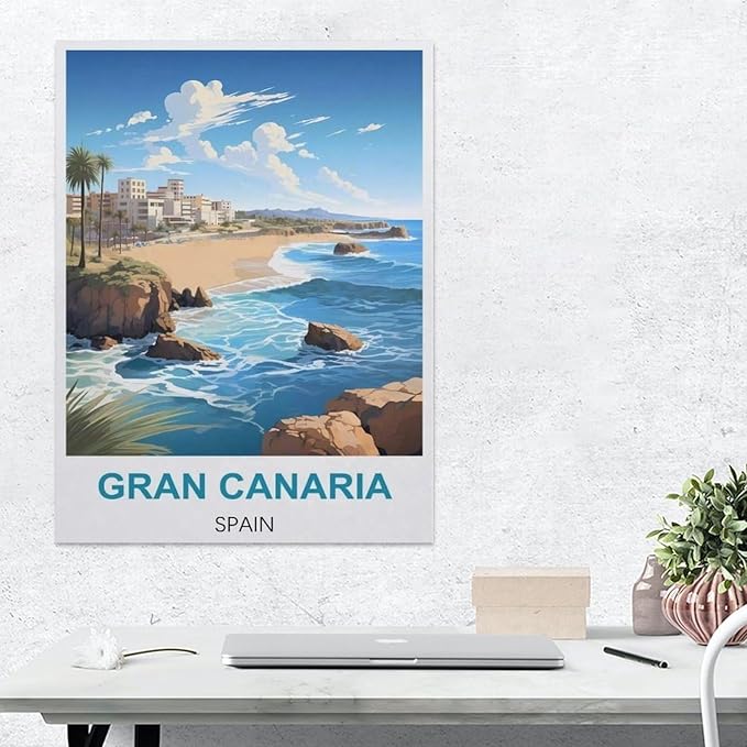 Puzzles for Adults Jigsaw Puzzles 1000 Pieces for Adults Kids，Gran Canaria, Spain Vintage Travel Poster，Wood Puzzle Jigsaw Puzzle Artwork Intellective Educational Toys Gifts（75x50cm）-BI63