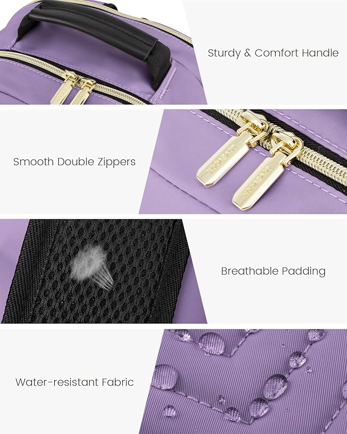 LOVEVOOK Laptop Backpack for Women, Travel Computer Work Bags with 17-inch Laptop Compartment, College School Student Bag Teen Backpacks For Girls, Outdoor Carry On Backpack Purse, Purple