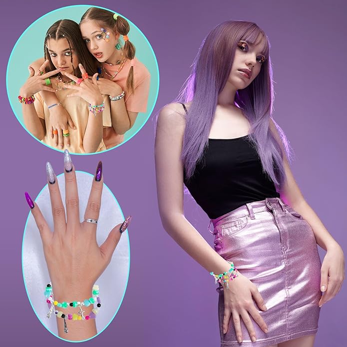 LUOHECAM 6 Pcs Korea-pop Demon Inspired Bracelet Set, Stretchable Friendship Beaded Wristbands Stackable Cosplay Jewelry Merch Gifts for Fans Collection Concert Party Favors