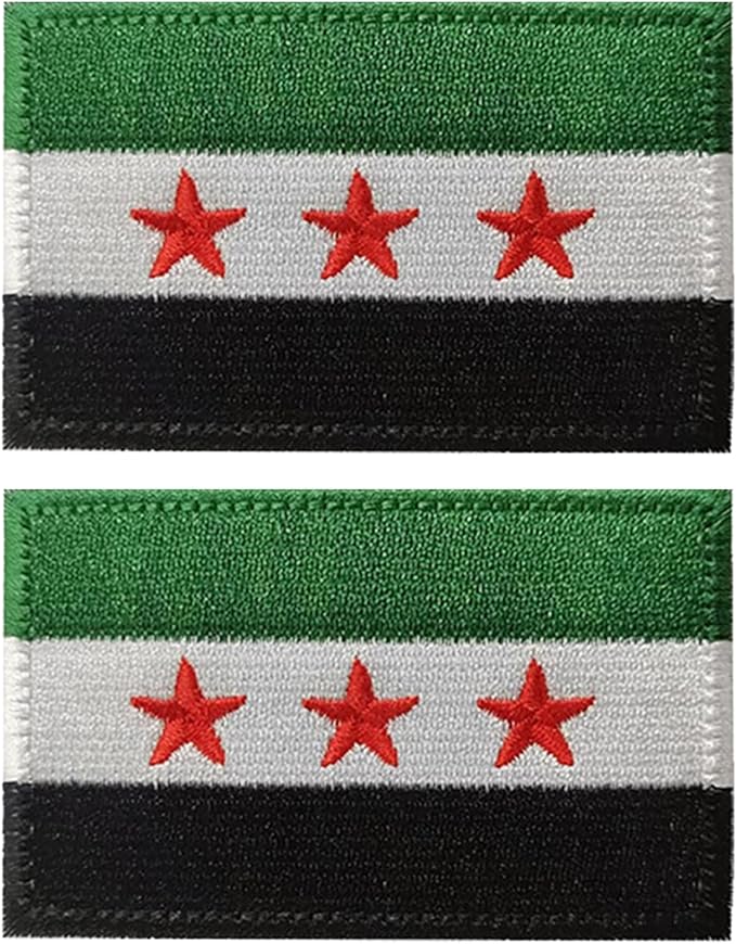 EmWoot 2PCS Syrian New Flag Patch Embroidered Morale Patch Military Tactical Patches Hook and Loop