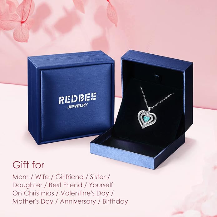 REDBEE Necklaces for Women Birthstone Heart Necklace Jewelry for Wife Girlfriend Woman Necklace
