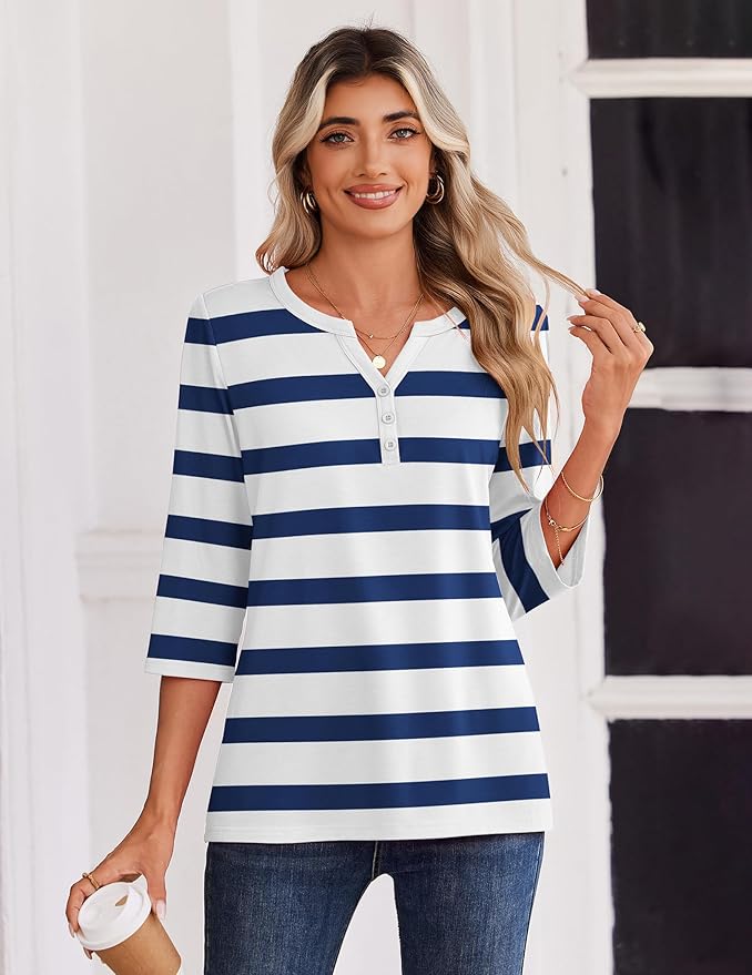 Zeagoo 3/4 Length Sleeve Womens Tops Casual Dressy Summer Blouses Buisness Work Spring Tee Shirts