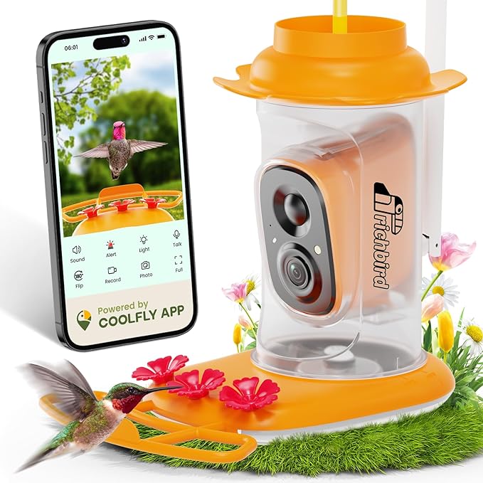 Smart Hummingbird Feeder with Camera Solar Powered, AI Identify, Instant Notification, Leakproof & Ant Moat Bird Feeder with Camera, Hummingbird Feeders for Outdoors, Gift for Bird Lovers (20 oz)