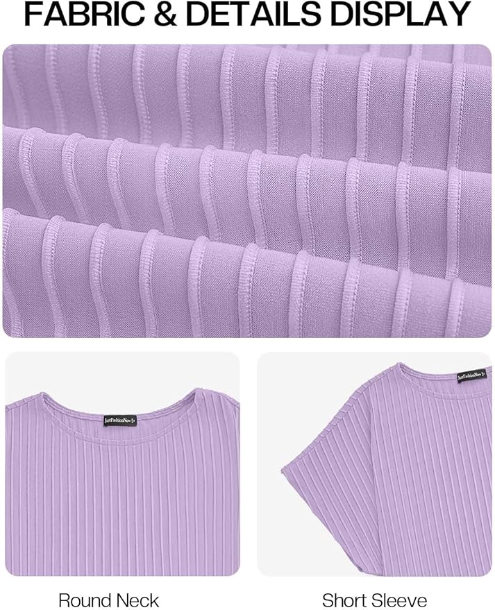 JUSTFASHIONNOW Womens Short Sleeve Blouses Business Casual Tops Crew Neck Basic Tees Textured Work Shirts Cute Office Outfits