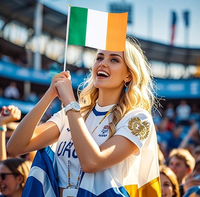 20 Pack Small Ireland Flags on Stick Mini Handheld Irish Flag for Parades, Independence Day and Patriotic Events 5x8 Inch Durable Weather-Resistant Flags with 12 Inch Sticks(Ireland)