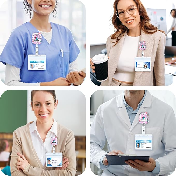Registered Silly Goose Funny Nurse Badge Reel, Cute Pink Retractable ID Card Badge Holder, Name Tag Medical Work Badge Clip for NICU RN ER LPN EN OB/GYN L&D CNA Night Shift Nurse Doctor, Doctor Gifts