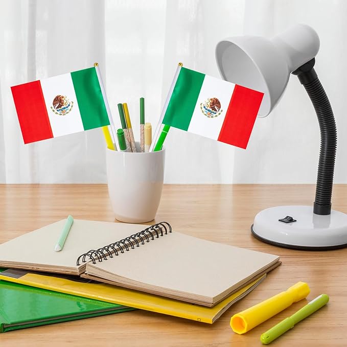 Mexico Flag Small Mexican Flag 12 Pack Mini Hand Held Mexican Flags on Sticks for Party Parades Sports Events Patriotic Holiday Decorations