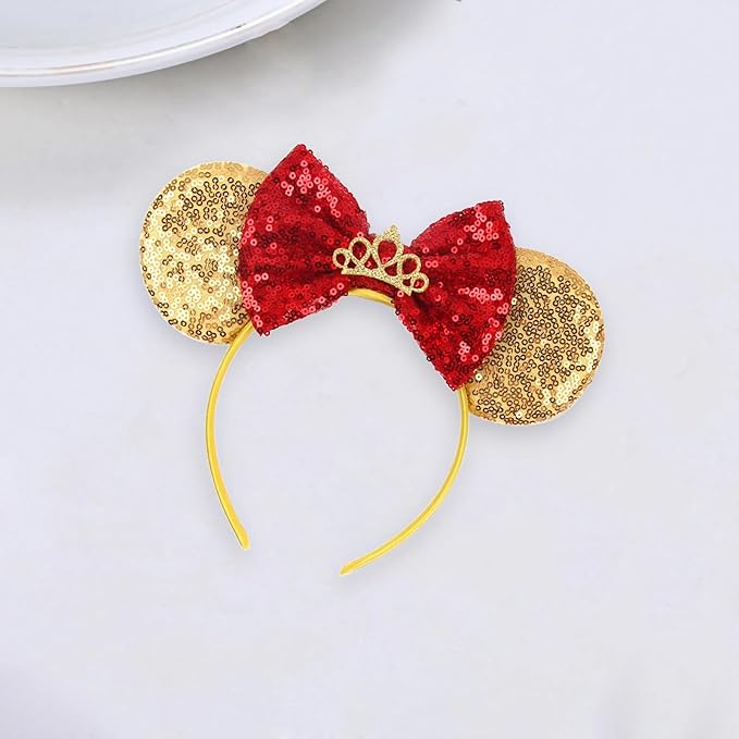 Sequin Mouse Ears Headbands for Women Girls Boys, Glitter Bows Headband for Kids Adults Birthday Party Costume Halloween
