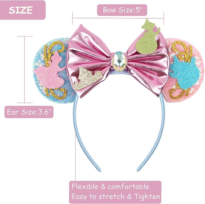 Sequin Mouse Ears Headbands for Women Girls Boys, Glitter Bows Headband for Kids Adults Birthday Party Costume Halloween