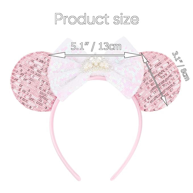 DRESHOW Mouse Ears Bow Headbands Glitter Party Decoration Cosplay Costume for Women