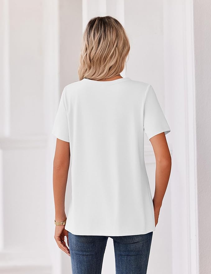 Zeagoo Womens Summer Tops V Neck Short Sleeve Shirts Dressy Casual Blouse Spring Vacation Tshirts Clothes