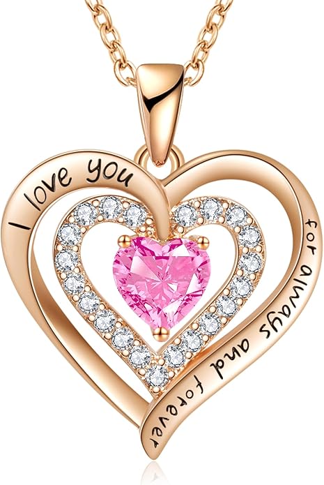 REDBEE Necklaces for Women Birthstone Heart Necklace Jewelry for Wife Girlfriend Woman Necklace