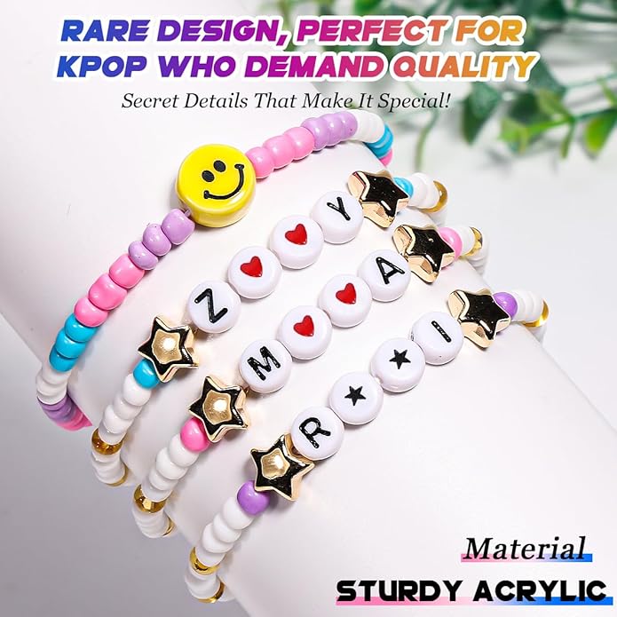 AICase for Korea-Pop Merch Gifts Toys Cosplay Birthday Decorations Bracelets Outfit Costume 6 Pcs Stackable Stretch Beaded Bracelets Merchandise Jewelry Gifts for Fans Women Christmas Stocking