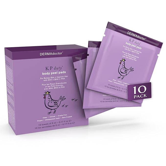 DERMAdoctor KP Bump Eraser Extra Strength Peel Pads – Exfoliating Body Treatment for Keratosis Pilaris, Body Acne & Rough Skin | AHA + BHA + PHA Formula | Dermatologist Developed