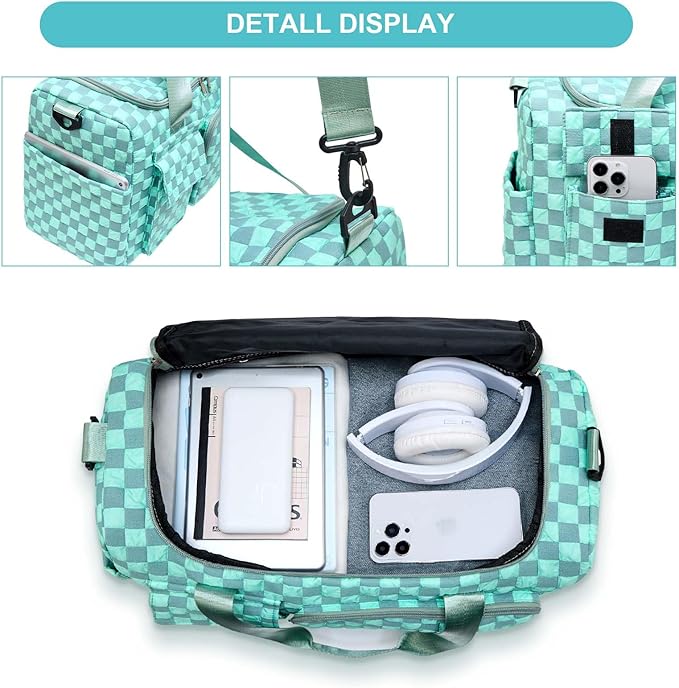 Small Gym Bag for Women, Travel Duffle Bag Carry On Weekender Bag with Shoe Compartment
