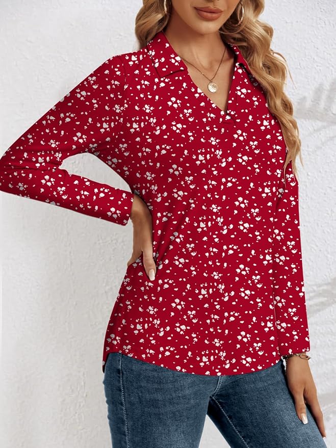 3/4 Length Sleeve Womens Tops Dressy Casual V Neck Polo Shirts Business Work Blouses 2025 Trendy Tunic Top