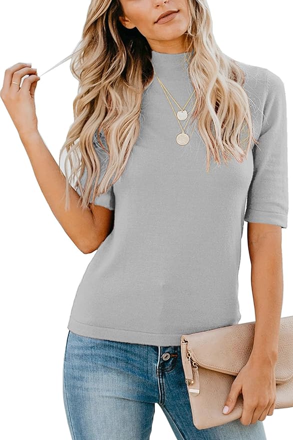 LETSRUNWILD Business Casual Tops for Women Dressy Cute Tops Mock Turtleneck Tshirts Shirts