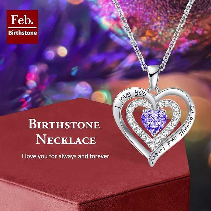 REDBEE Necklaces for Women Birthstone Heart Necklace Jewelry for Wife Girlfriend Woman Necklace