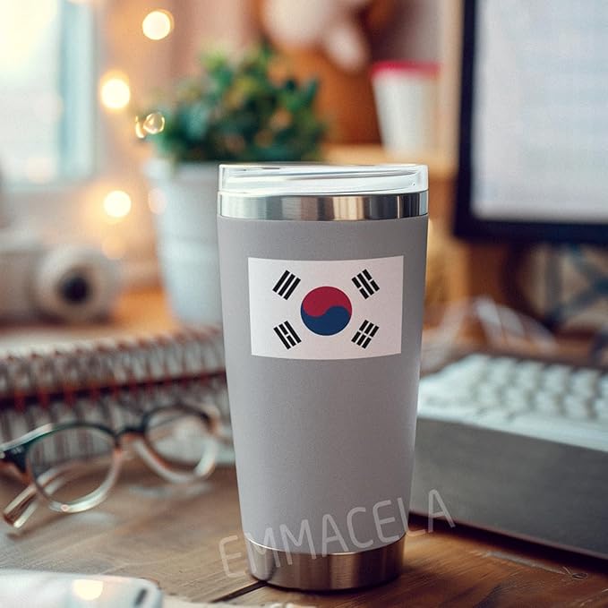 (3PCS) South Korea Flag stickers, Countries Flag Stickers - Waterproof Vinyl Decals For Laptops, Tumblers, Water Bottles, Books, Scrapbooks, Size 3 x 2 Inch