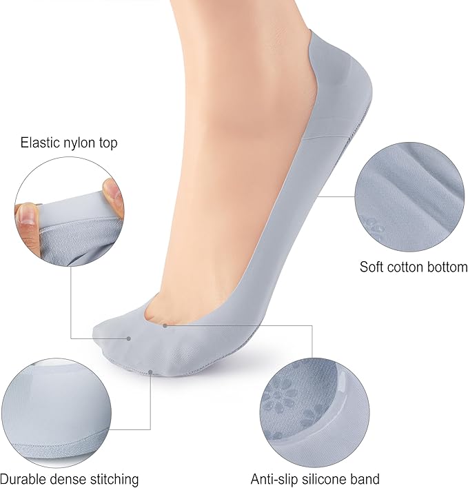 WISVOOO No Show Socks Womens Liner Ultra Low Cut Non Slip Invisible Socks for Flats