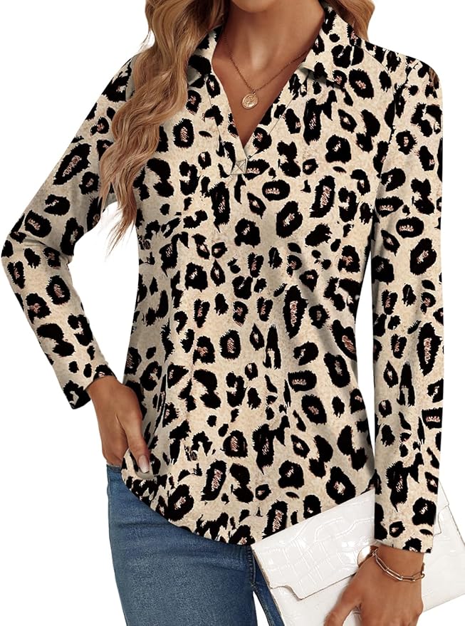 3/4 Length Sleeve Womens Tops Dressy Casual V Neck Polo Shirts Business Work Blouses 2025 Trendy Tunic Top